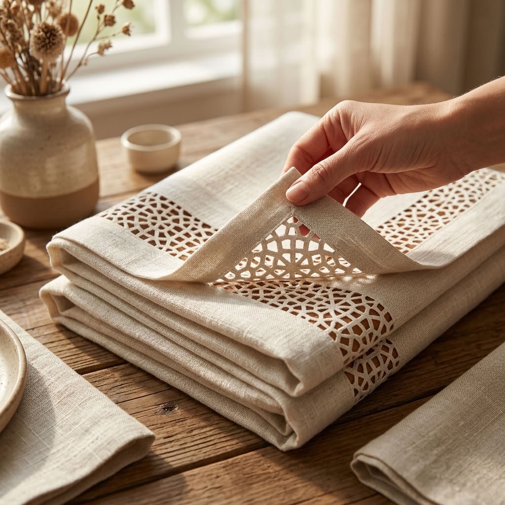مفرش سفرة كتان تركي ملكي | جوبير فرنسي فاخر|6كراسي | 220×160 سم