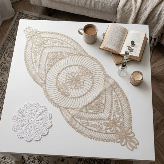 رانر ليسيه تركي |اوف وايت وخيوط ذهبيه | 105×35 سم